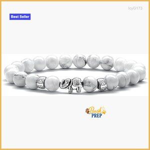 Handcrafted Natural Stone Elephant Charm Bracelet Adjustable Unisex Jewelry